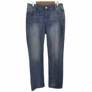 Maurices Women's Straight Leg Medium Wash Whiskered Stretch Jeans Size 14W